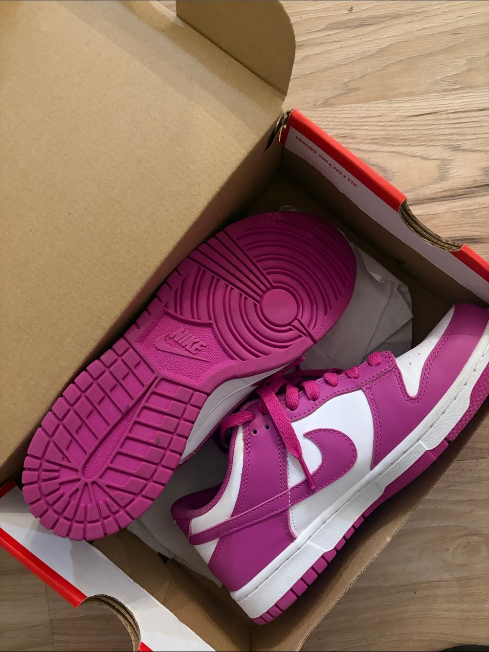 Nike Women’s Dunk Low Sneakers - White/Purple-Pink 6Y - Picture 3 of 5
